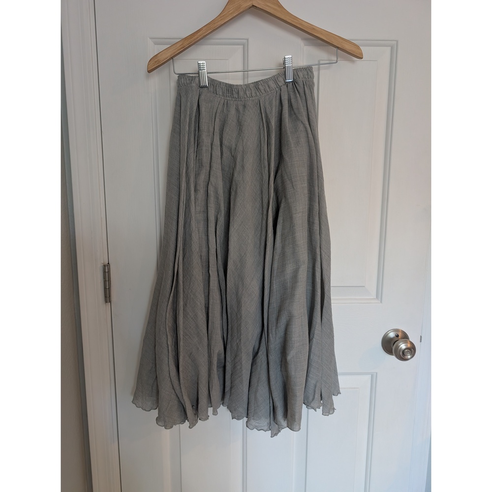 Raw cut hem layered blue gray full skirt